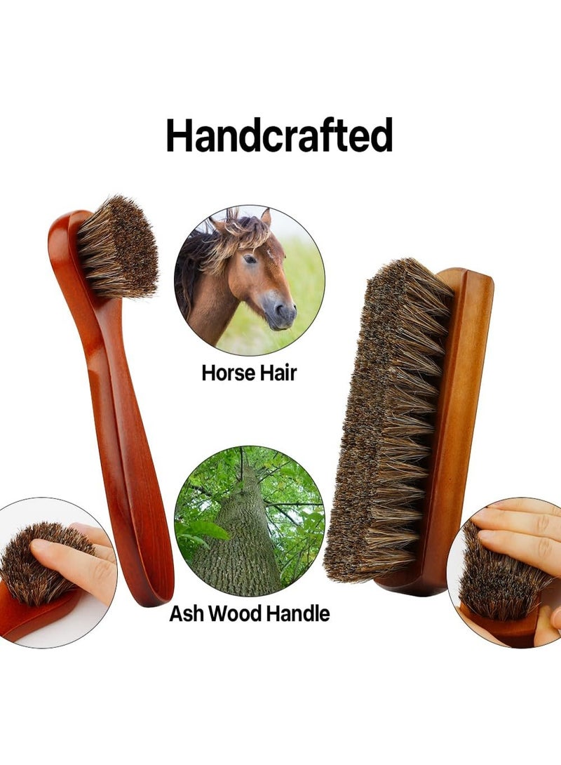 Shoe Brush, Shoe Cleaning Brush, 2 Pieces Horsehair Shoe Brush, Boot Brush, Horse Hair Brush for Leather, Shoe Brushes for Cleaning, Leather Shoes Boot Cleaning Brush Care Clean Dauber Applicators - Image 3